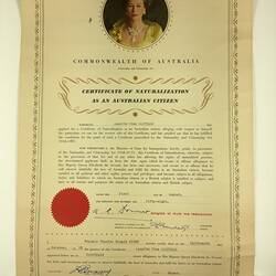 Certificate - Naturalisation, Agapito Pine Castillo, Caulfield, 1 Aug 1958