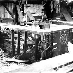 Negative - Circular Saw in a Work Bench, Victoria, circa 1920
