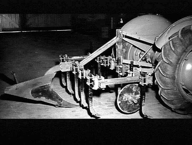 3-POINT TOOL-BAR WITH CULTIVATING IMPLEMENTS ATTACHED TO FERGUSON TRACTOR: AUG 1953