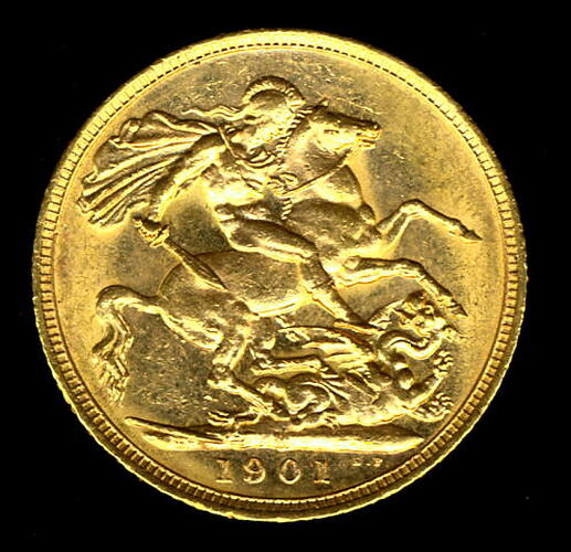 Coin - Sovereign, Victoria, Australia, 1901, photographed by Museums Victoria
