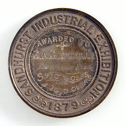 Medal - Sandhurst Industrial Exhibition Prize, Victoria, Australia, 1879