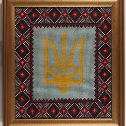 Framed Tapestry - Tryzub (Trident), Katerina Senjov, Geelong, Victoria, late 1950s