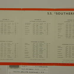 Sailing Schedule - S.S. Southern Cross, 1959-60 (inside - left)