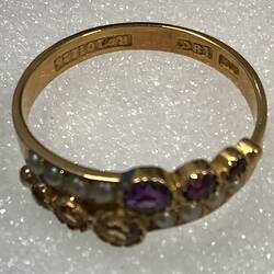 Ring - Lamborn & Wagner, Gold, Amethyst & Pearl, Melbourne, Victoria, circa 1865