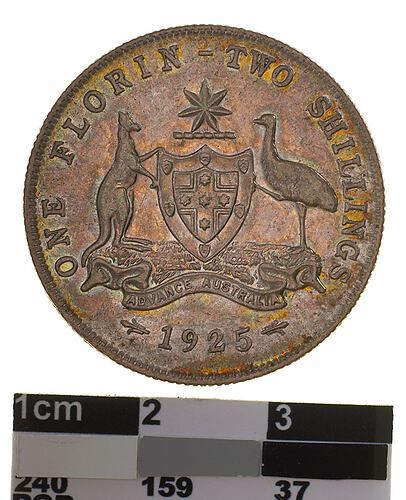 Coin - Florin (2 Shillings), Australia, 1925, photographed by Museums Victoria