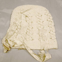 Bonnet - Cream Wool, Knitted, 1940-1941