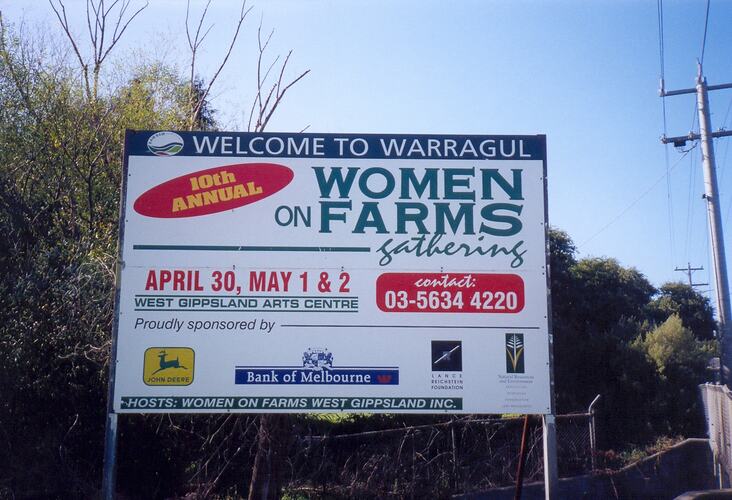 Advertising for the 1999 Warragul Women on Farms Gathering