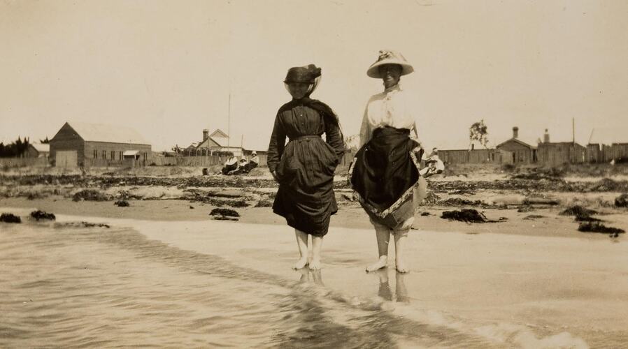 Digital Photograph - Two Women 'Going for a Paddle', Queenscliff, 1923
