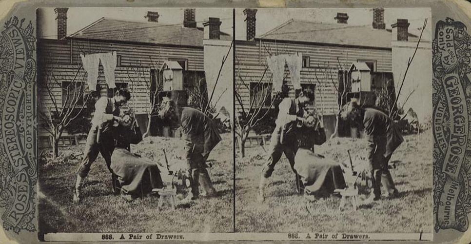 Digital Photograph - Rose's Stereographic Views, 'A Pair of Drawers', Comical Stereograph, circa 1900