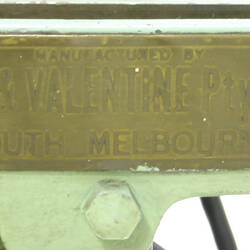 Manufacturer's Plate of Bell and Valentine  Ticket Printing Machine