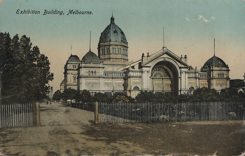Postcard - Eastern Facade, Exhibition Building, REM Series, Melbourne, circa 1905