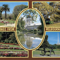 Postcard - Royal Exhibition Building & Views of Melbourne, Biscay Greetings, Melbourne, circa 1990