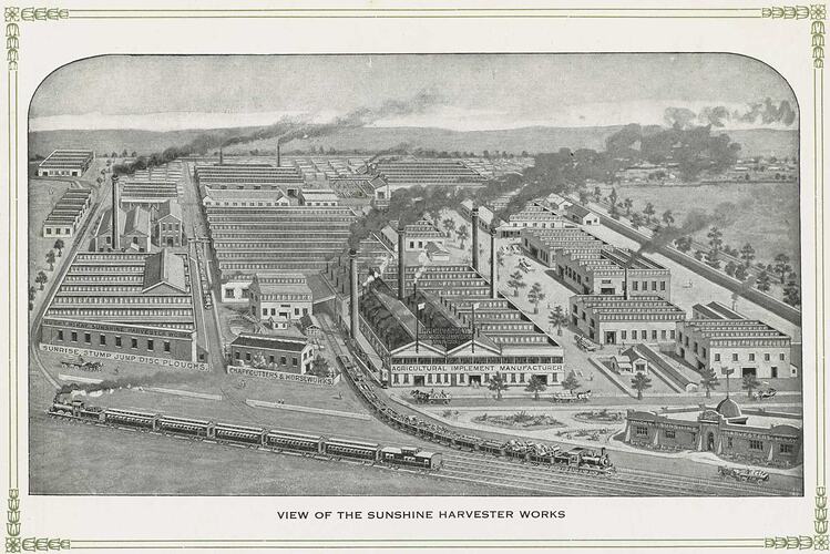 View of the Sunshine Harvester Works, circa 1911