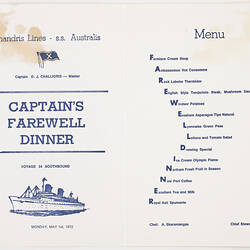 Inside of printed menu.