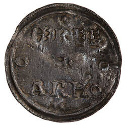 Coin, round, the moneyer's name, HEREG ARMo in two lines divided by a cross and two annulets.