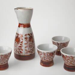 Sake Set - Ceramic, Orange Blossom, Japan, 1950s