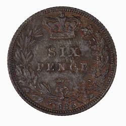 Coin - Sixpence, Queen Victoria, Great Britain, 1886 (Reverse)