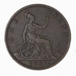 Coin - Penny, Queen Victoria, Great Britain, 1886 (Reverse)