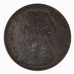 Coin - Halfpenny, Queen Victoria, Great Britain, 1892 (Obverse)