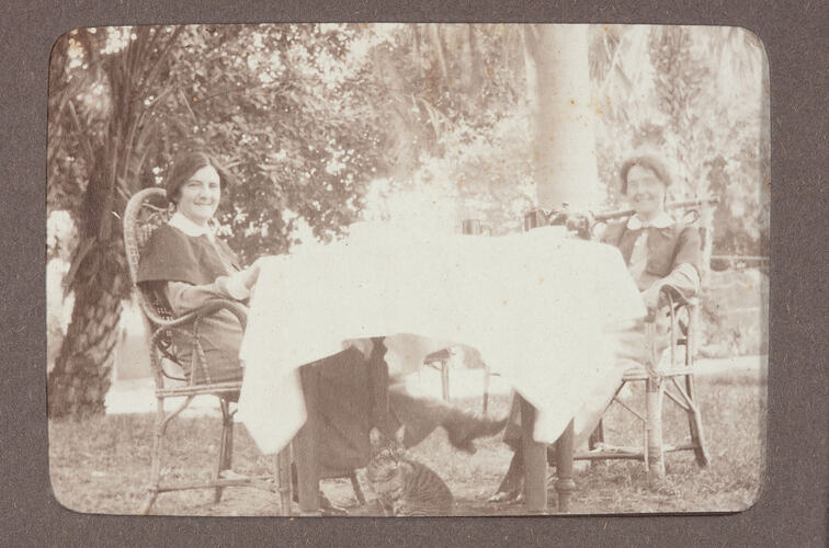 Digital Image - World War I, Two Women Sitting at Table, Egypt, 1915-1917