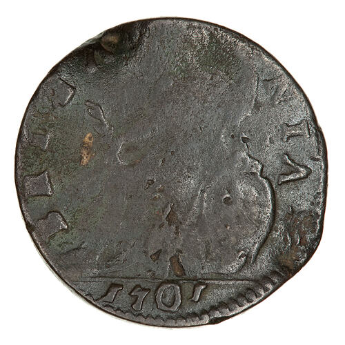 Coin - Halfpenny, William III, England, Great Britain, 1701 (Reverse)