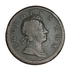 Coin - Halfpenny, George I, Great Britain, 1718 (Obverse)