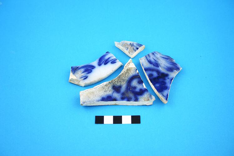 Platter - Ceramic, Blue Flow Ware, circa 1835-circa mid-20th century