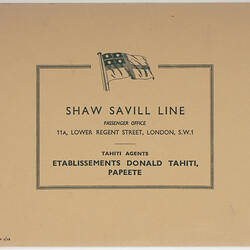 Booklet - Shaw Savill Line - Tahiti