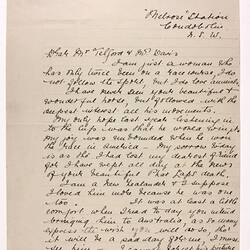 Letter - Burus to Telford & Davis, Phar Lap's Death, 06 Apr 1932