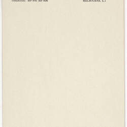 Notepaper - Department of Immigration, 1950s