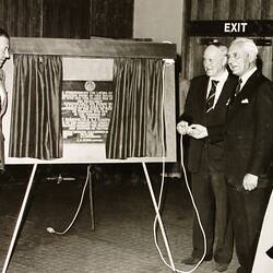 Photograph - Unveiling Plaque to Commemorate Laying of Foundation Stone, Exhibition Building, Melbourne, 1979