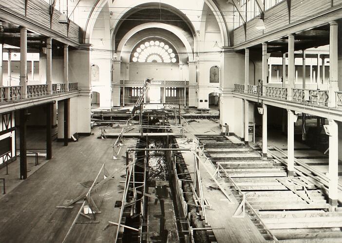 Photograph - Programme '84, Timber Floor Replacement in the Great Hall, Royal Exhibition Buildings, 27 Jul 1984