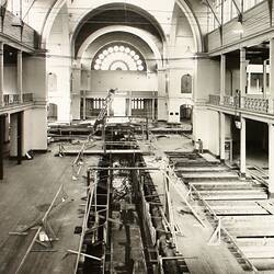 Photograph - Programme '84, Timber Floor Replacement in the Great Hall, Royal Exhibition Buildings, 27 Jul 1984
