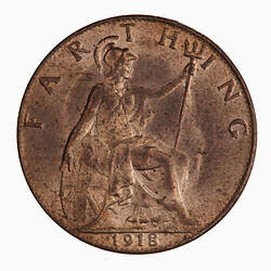 Coin - Farthing, George V, Great Britain, 1918 (Reverse)