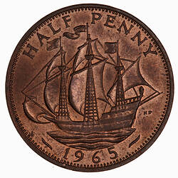 Coin - Halfpenny, Elizabeth II, Great Britain, 1965 (Reverse)
