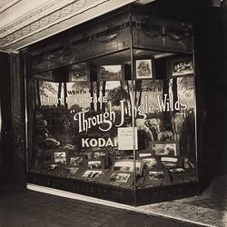 Photograph - Kodak Australasia Ltd, Shop Front Display, 'Through Jungle Wilds', Queen Street, Brisbane, 1920