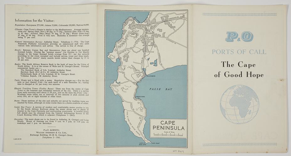 Leaflet - 'The Cape of Good Hope', P&O Lines