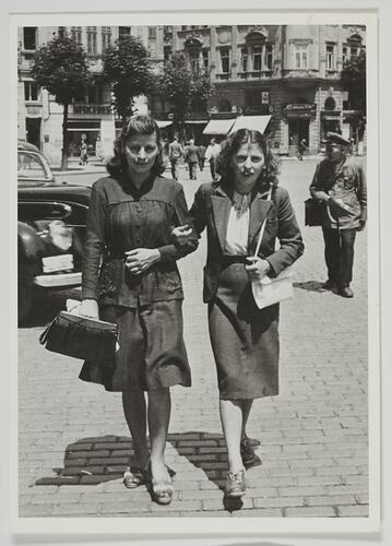 Dimka Stojkovic & Sister Slavka Walking, Sofia, Bulgaria, late 1930s