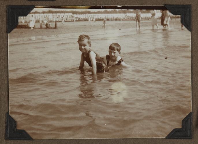 Two Children at the Beach, England, circa 1930