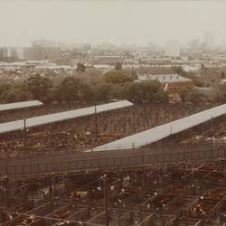Digital Photograph - Aerial View of Newmarket Saleyards From Clock Tower, Newmarket, Sep 1985