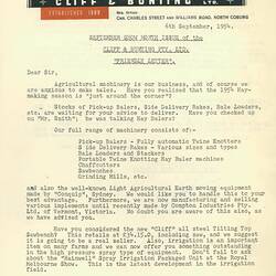Newsletter - 'Friendly News', Cliff & Bunting Pty. Ltd, 6 Sep 1954