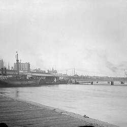 Glass Negative - Queens Bridge & Queens Wharf, Melbourne, Victoria, Mar 1898