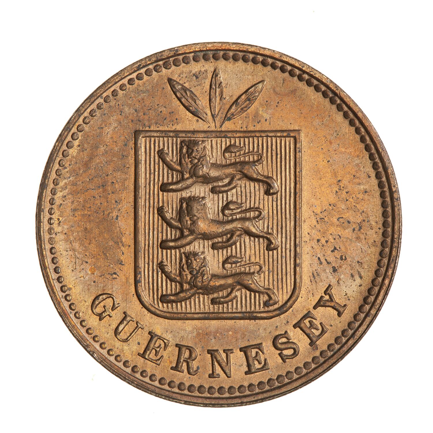 Coin 2 Doubles, Guernsey, Channel Islands, 1889