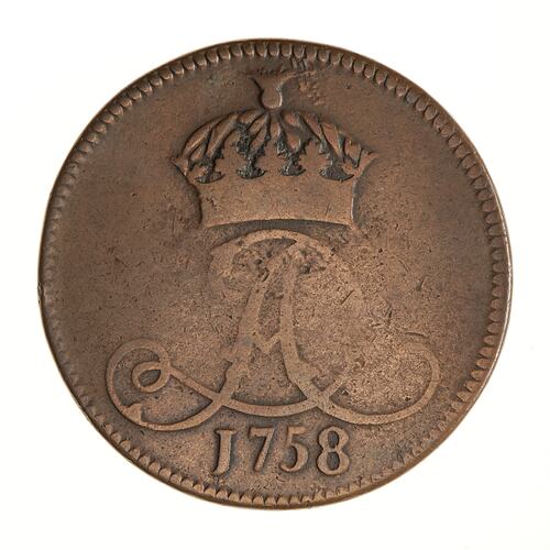 Coin - 1 Penny, Isle of Man, 1758