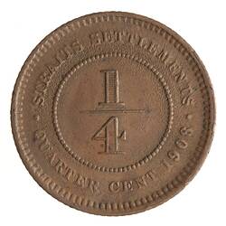 Coin - 1/4 Cent, Straits Settlements, 1908