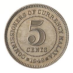 Proof Coin - 5 Cents, Malaya, 1948