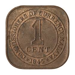 Coin - 1 Cent, Malaya, 1945