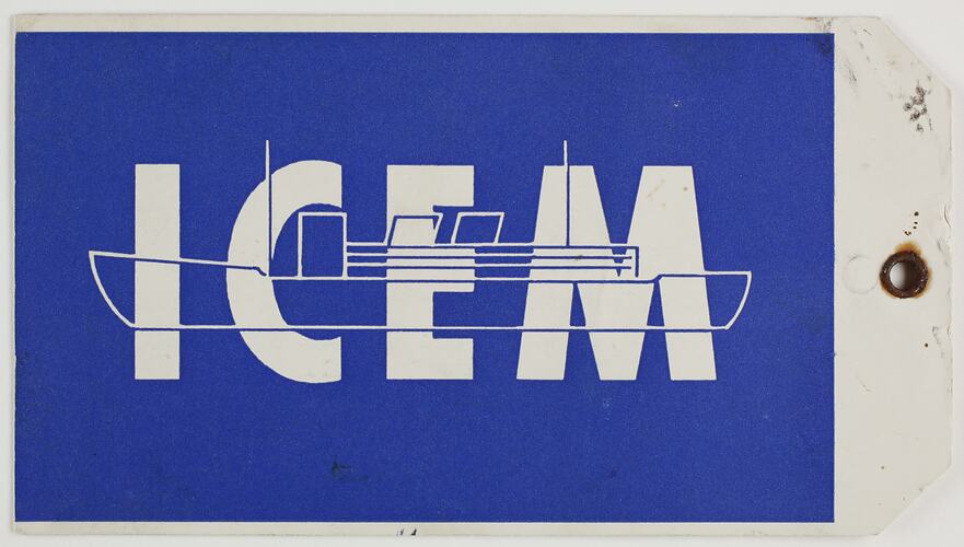 Luggage Label - Intergovernmental Committee for European Migration (ICEM), Guenter Schneider, 1954