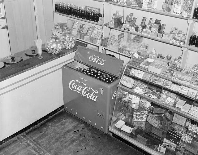 Negative - Coca-Cola, Refrigerator in a General Store, Victoria, Oct 1953