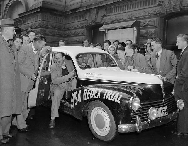Negative - Redex, Contestant in Car, Melbourne Town Hall, Melbourne, Victoria, May 1954